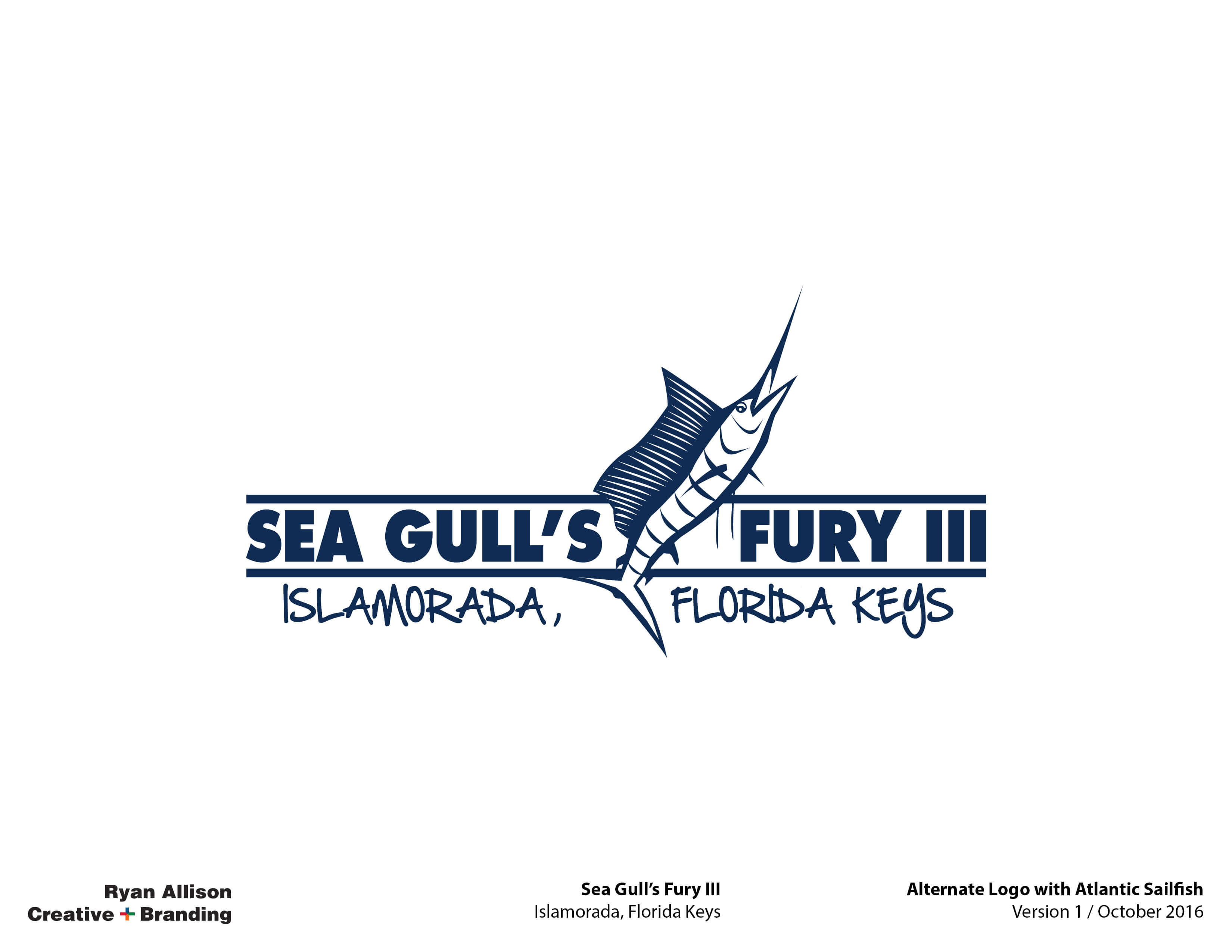 Sea Gull's Fury III Alternate Logo with Atlantic Sailfish - Logo - Ryan Allison Creative + Branding