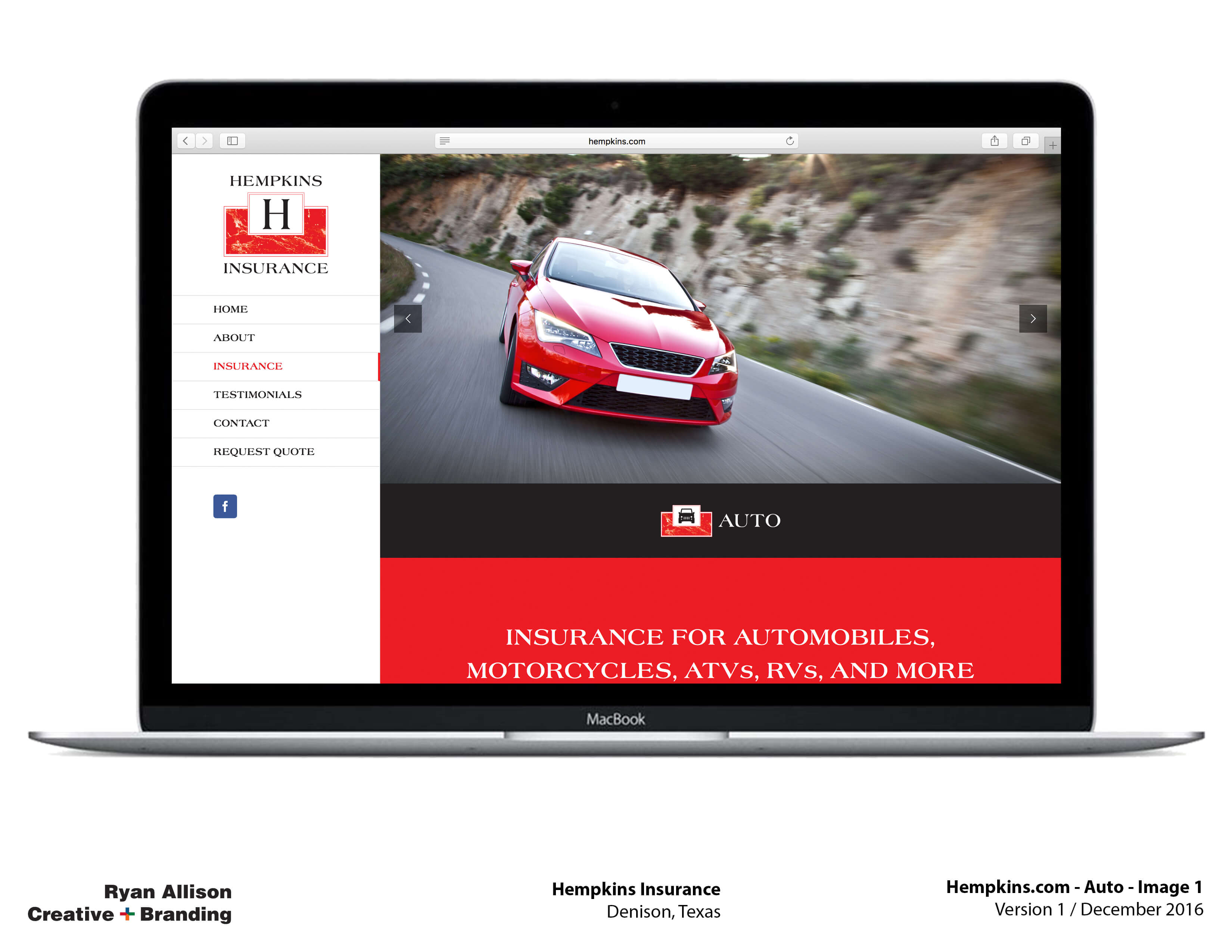 Hempkins Insurance Website Auto 1 - Project - Ryan Allison Creative + Branding