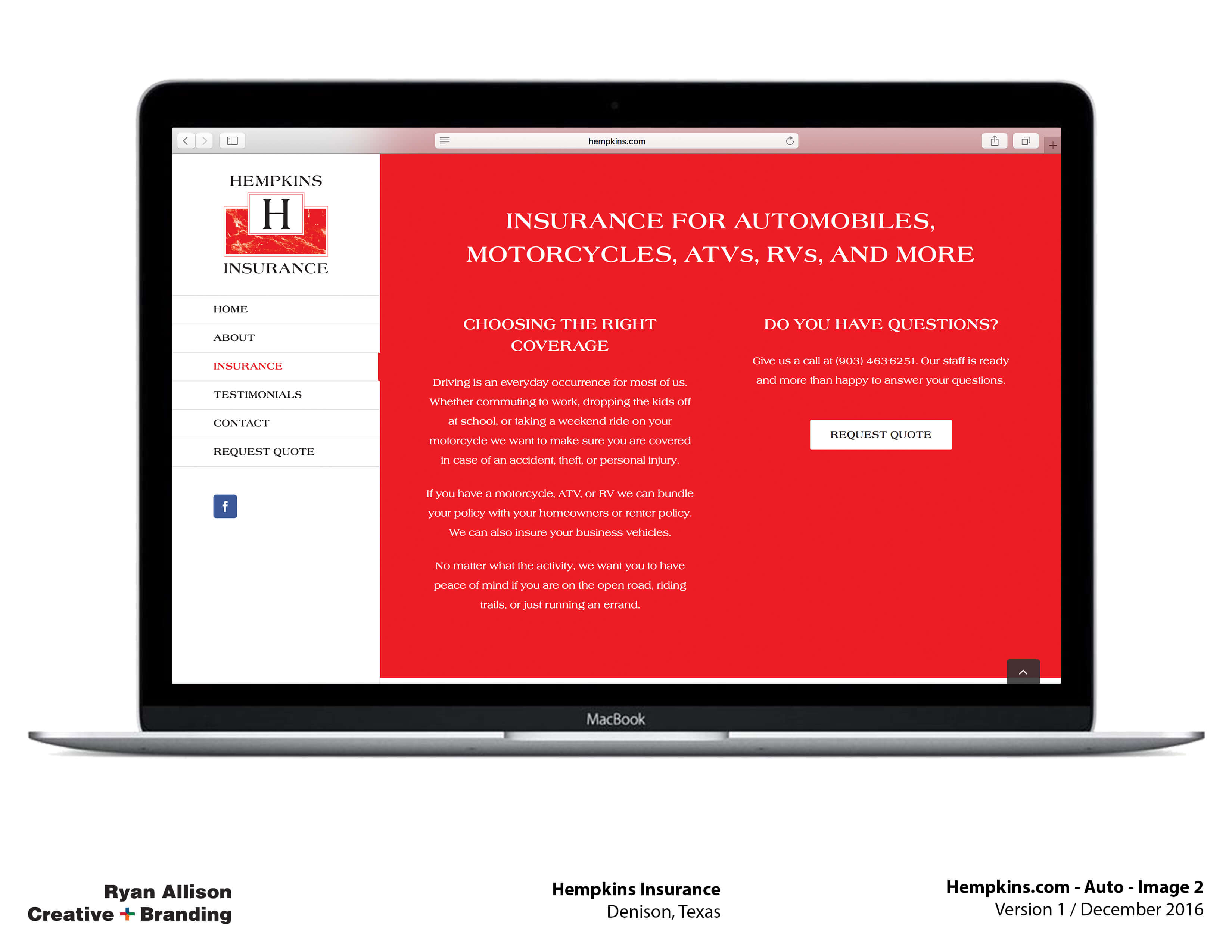 Hempkins Insurance Website Auto 2 - Project - Ryan Allison Creative + Branding