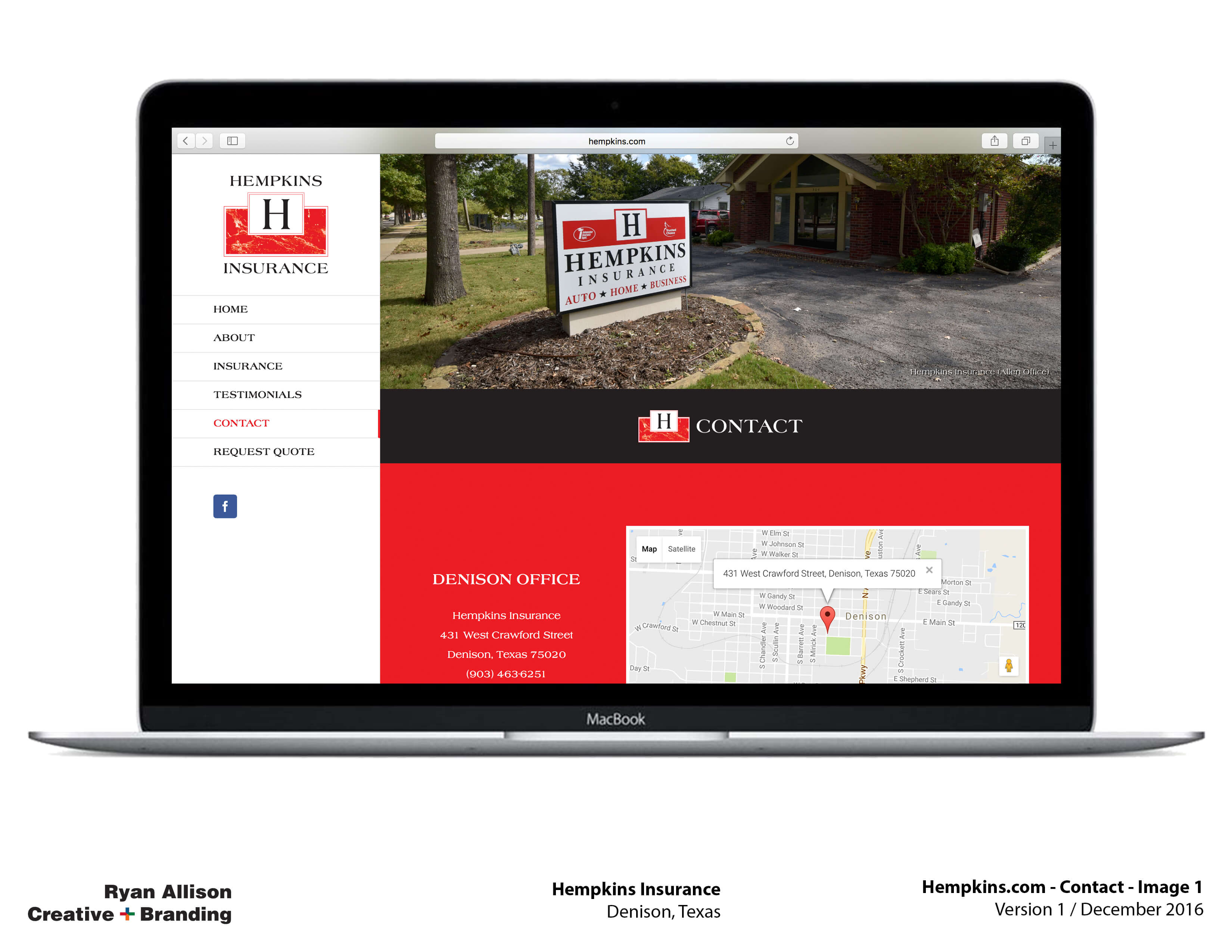 Hempkins Insurance Website Contact 1 - Project - Ryan Allison Creative + Branding