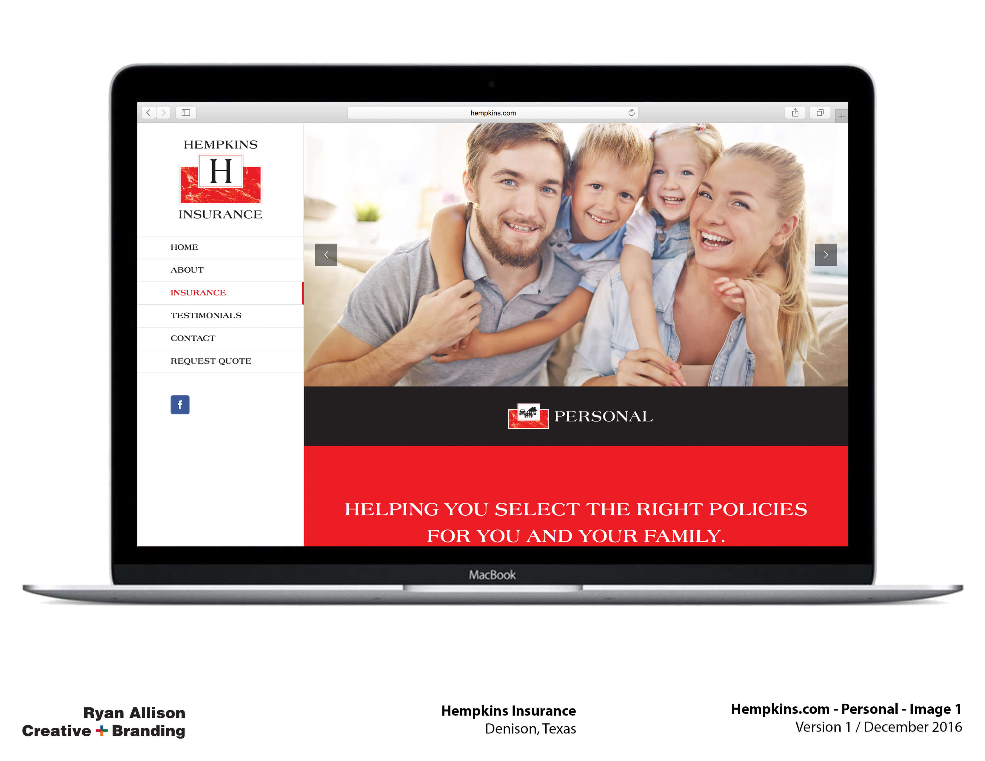 Hempkins Insurance Website Personal 1 - Project - Ryan Allison Creative + Branding