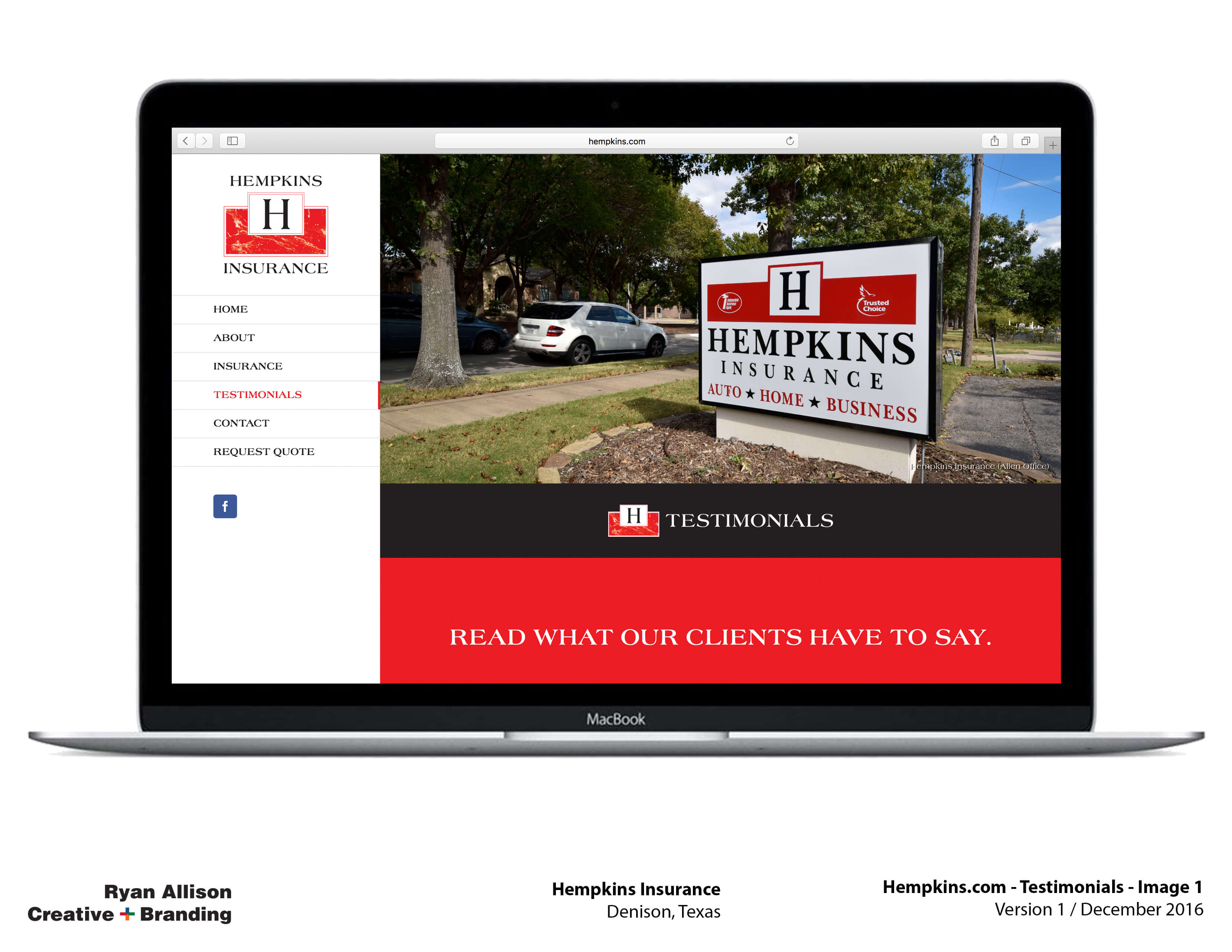 Hempkins Insurance Website Testimonials 1 - Project - Ryan Allison Creative + Branding