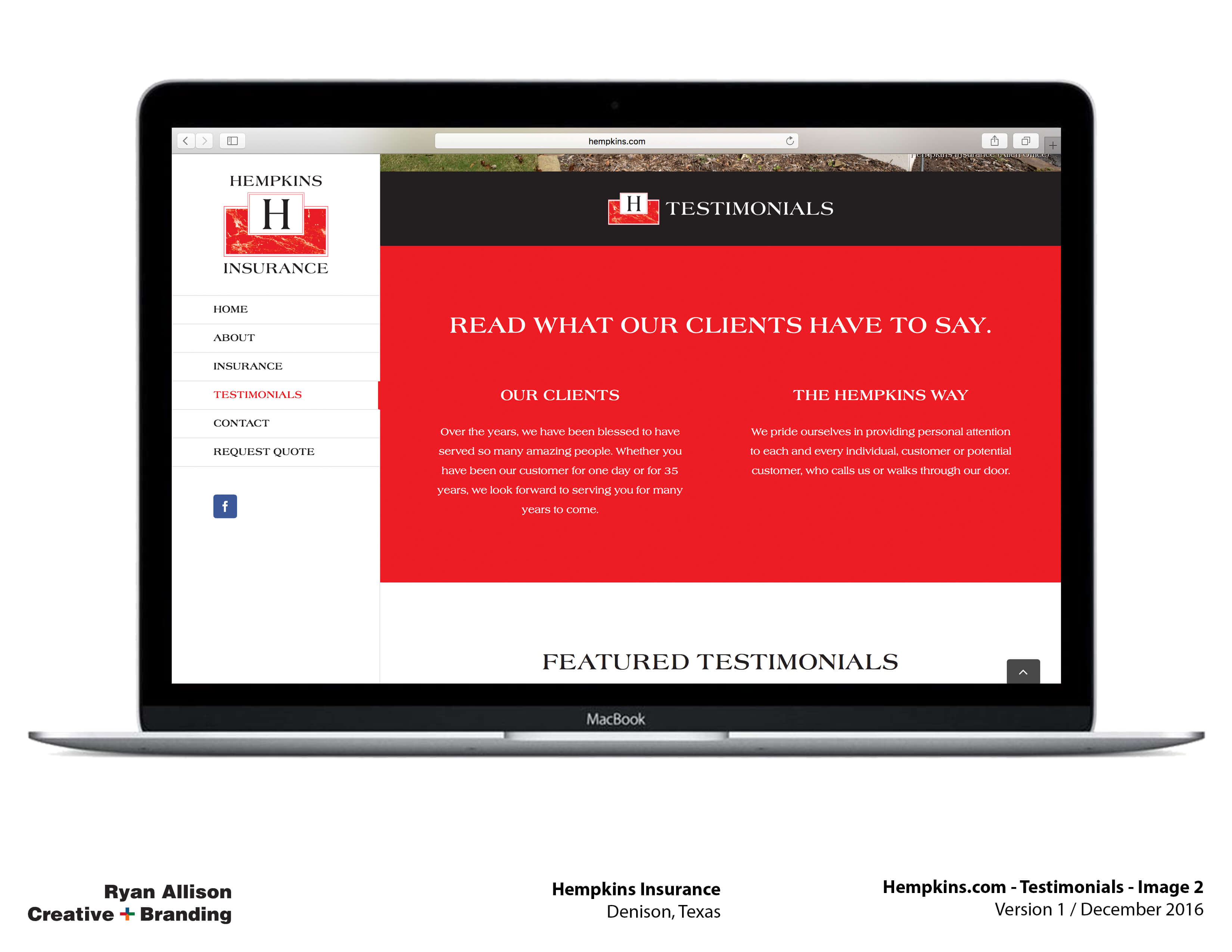Hempkins Insurance Website Testimonials 2 - Project - Ryan Allison Creative + Branding