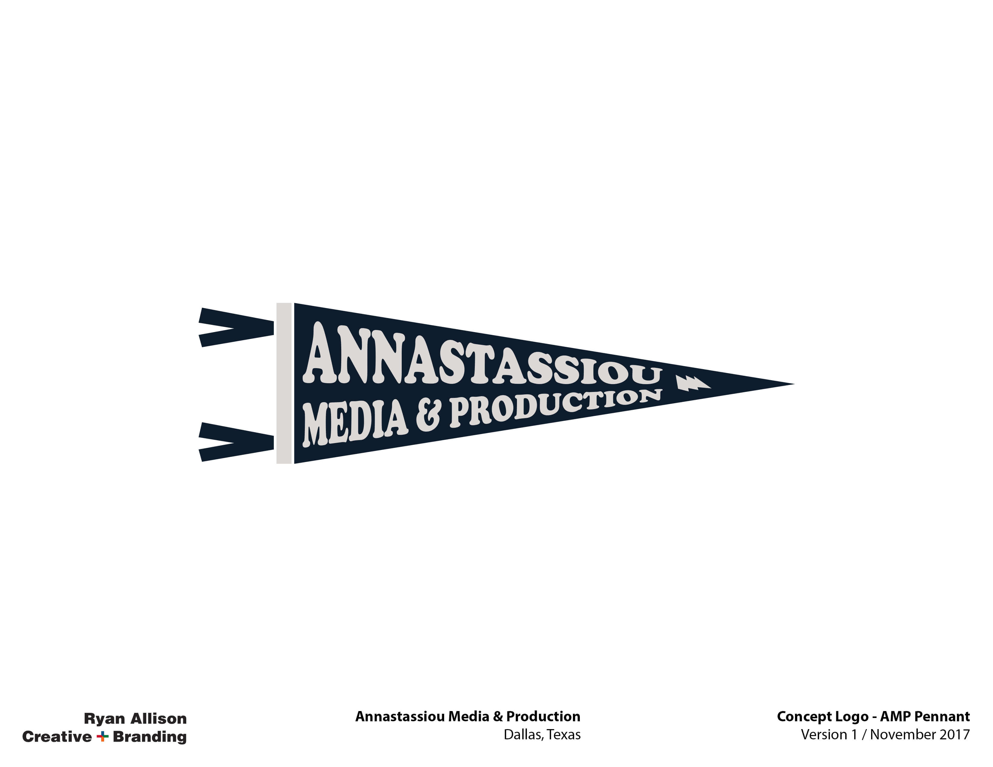 Annastassiou Media & Production Concept Logo - AMP Pennant - Logo - Ryan Allison Creative + Branding