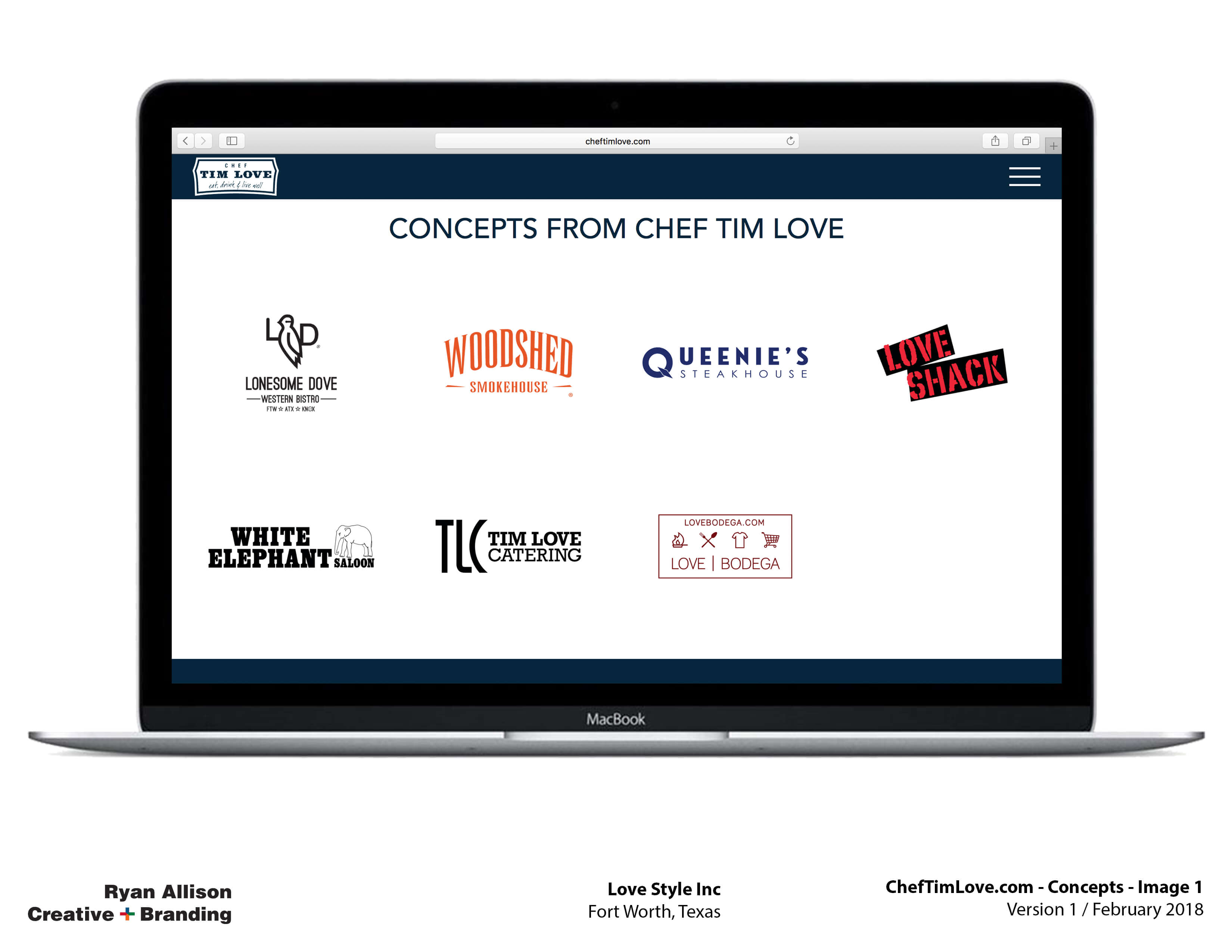 Love Style Inc Chef Tim Love Website Concepts 1 - Project - Ryan Allison Creative + Branding