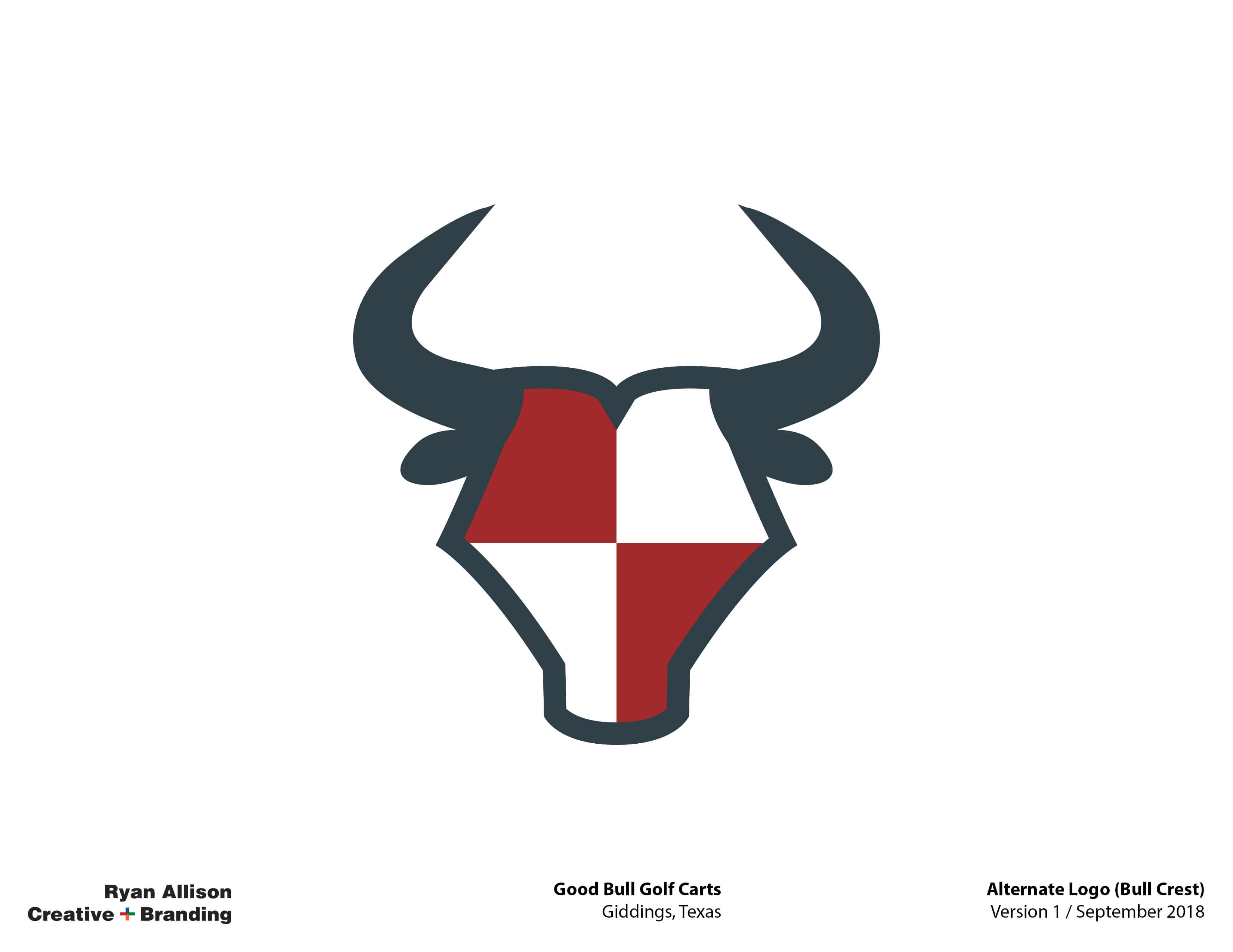 Good Bull Golf Carts Alternate Logo (Bull Crest) - Logo - Ryan Allison Creative + Branding