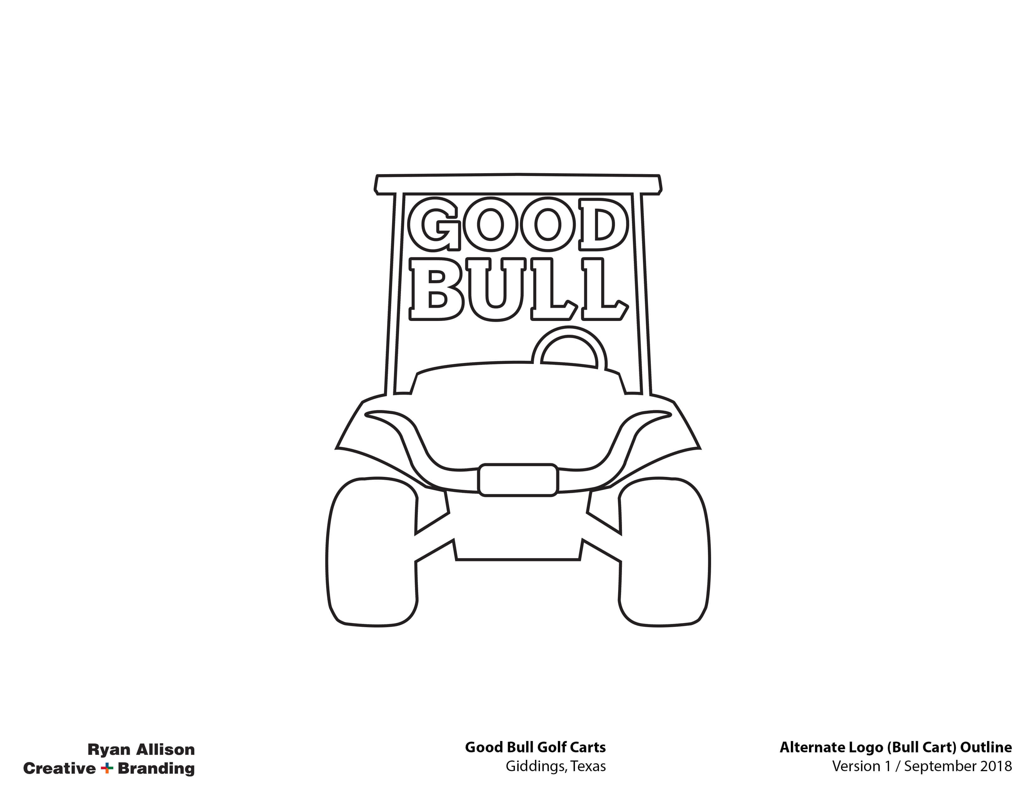 Good Bull Golf Carts Alternate Logo (Bull Cart) Outline - Logo - Ryan Allison Creative + Branding