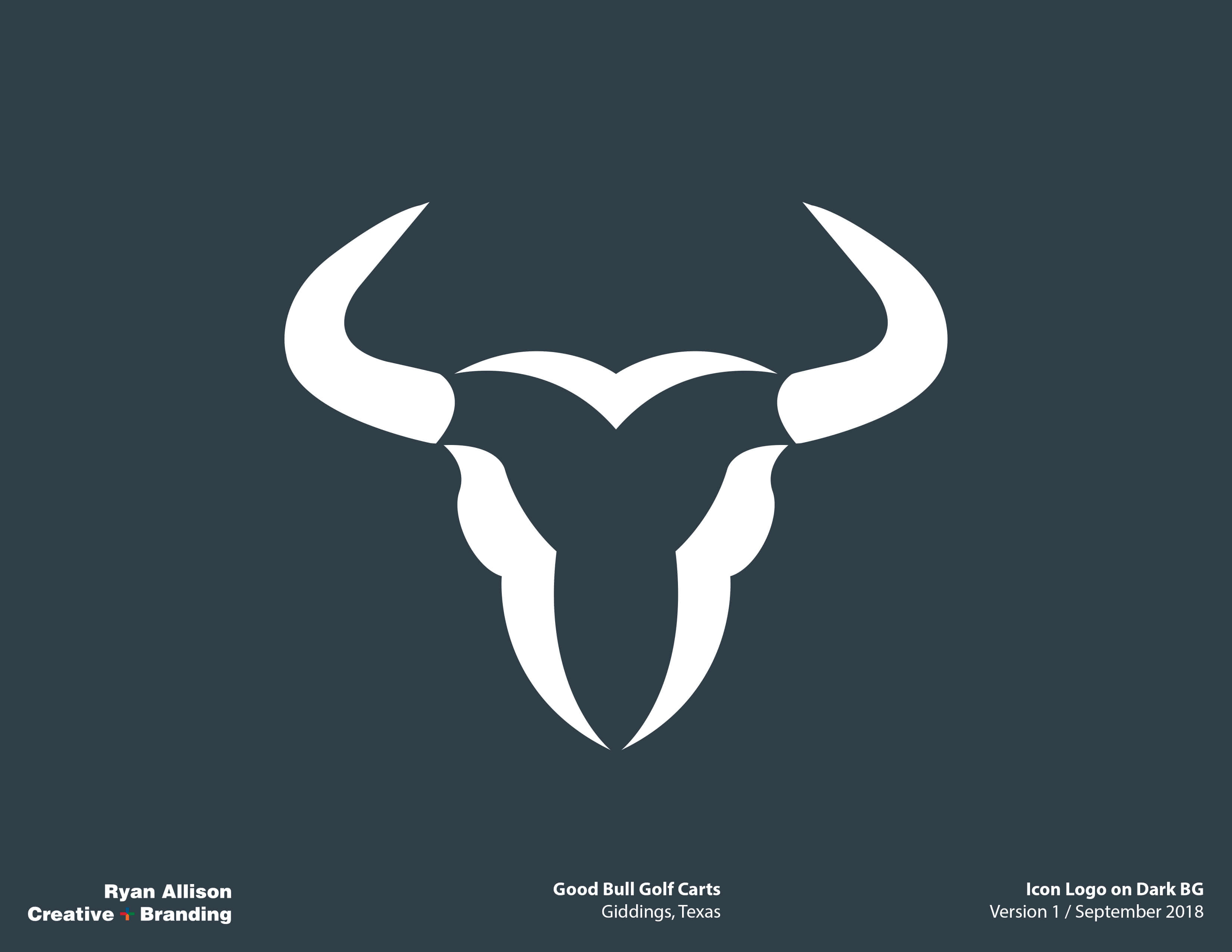 Good Bull Golf Carts Icon Logo on Dark BG - Logo - Ryan Allison Creative + Branding
