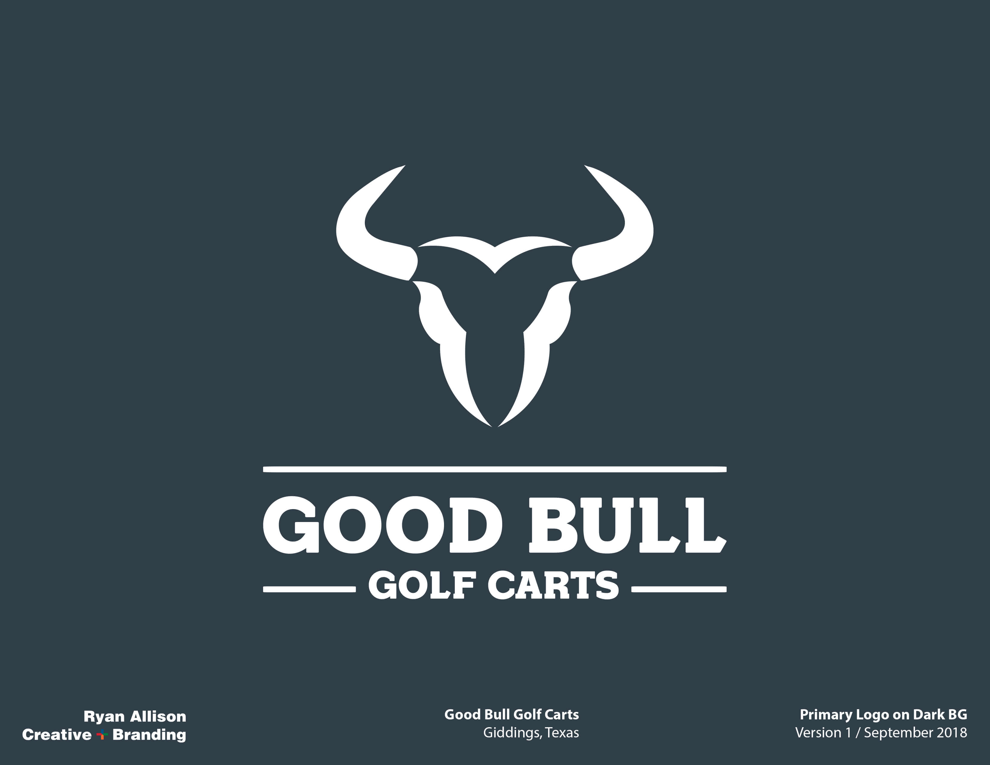Good Bull Golf Carts Primary Logo on Dark BG - Logo - Ryan Allison Creative + Branding